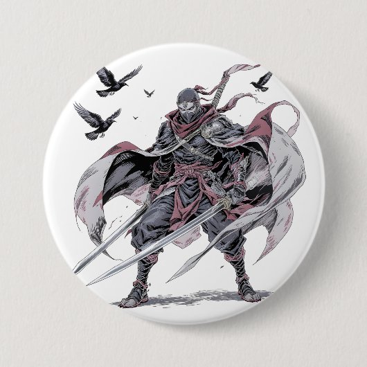 Karmesinrotes Ninja-Handyhülle Button (Vorderseite)