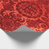 Karmesinrotes Noel-Damask-Geschenkpapier Geschenkpapier (Ecke)