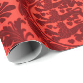Karmesinrotes Noel-Damask-Geschenkpapier Geschenkpapier (Rolleneckpunkt)