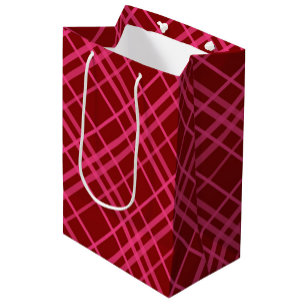 Karmesinrotes Pink Karo Gitter Karomuster Design  Mittlere Geschenktüte