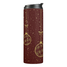 Karmesinrotes und goldenes Ornament Weihnachts-The Thermosbecher