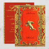 Karmin-und Goldamor Einladung (Vorne/Hinten)