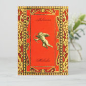 Karmin-und Goldamor Einladung (Stehend Vorderseite)