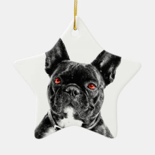 Karminrote Eye'd Bulldogge Keramik Ornament