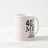Karminrote Hochzeitstag-Frau Right der Herz-40. Kaffeetasse (VorderseiteRechts)