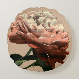 Karminrote Rote Rose mit weißen Akzenten Rundes Kissen