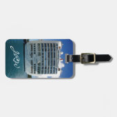 Karminrote strenge Ansicht-Gewohnheit Gepäckanhänger (Vorderseite horizontal)