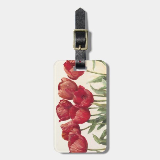 Karminrote Tulpen Gepäckanhänger (Vorderseite vertikal)