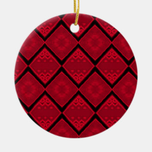 karminroter Diamant Keramik Ornament