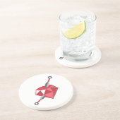 Karminroter Ninja Edelstein-Aussenseiter Getränkeuntersetzer (Seite)