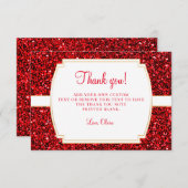 Karminroter roter Glitzer danken Ihnen Karten (Vorne/Hinten)