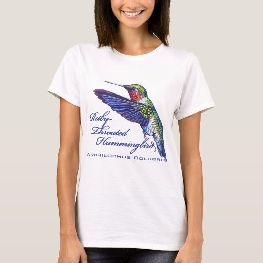 Karminroter Throated Kolibri-Latein T-Shirt (Vorderseite)