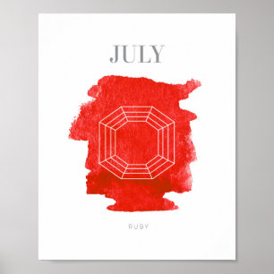Karminrotes Birthstone Juli Poster