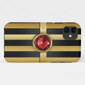 Karminrotes Edelstein-Luxusgold Stripes iPhone 5 Case-Mate iPhone Hülle (Rückseite (Horizontal))