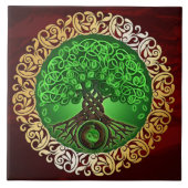 Karminrotes rotes mittelalterliches Hexerei-Ritual Fliese (Vorderseite)