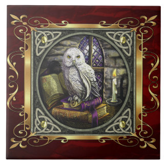 Karminrotes rotes mittelalterliches Hexerei-Ritual Fliese