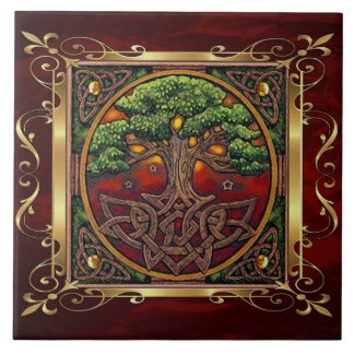 Karminrotes rotes mittelalterliches Hexerei-Ritual Fliese