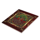 Karminrotes rotes mittelalterliches Hexerei-Ritual Fliese (Seite)