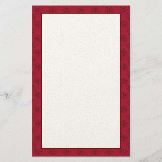 Karminrotes rotes Schneeflocke-Muster Briefpapier (Vorderseite)