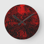 Karminrotes rotes schwarzes stilvolles runde wanduhr (Vorderseite)