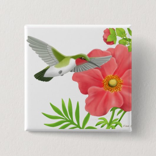 Karminrotes Throated Kolibri-Button Button (Vorderseite)
