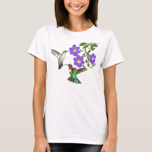 Karminrotes Throated Kolibri-Paar-Shirt T-Shirt