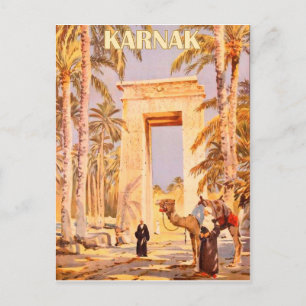 Karnak, Kamel vor dem Tor, Vintage-Reise Postkarte