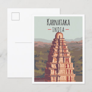 Karnataka India Art Vintage Reise Illustration Postkarte