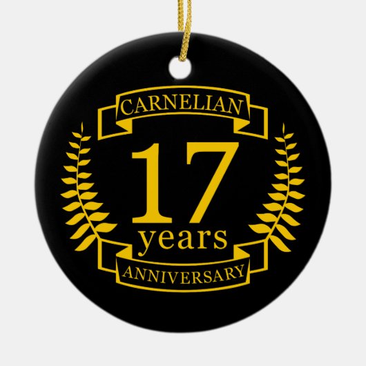 Karnelian Gemstone Hochzeitstag 17 Jahre Keramik Ornament (Vorne)