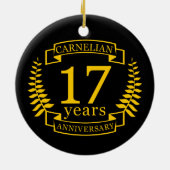 Karnelian Gemstone Hochzeitstag 17 Jahre Keramik Ornament (Hinten)