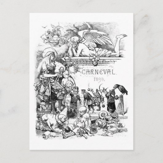 Karneval 1894 Vintage Postkarte (Vorderseite)