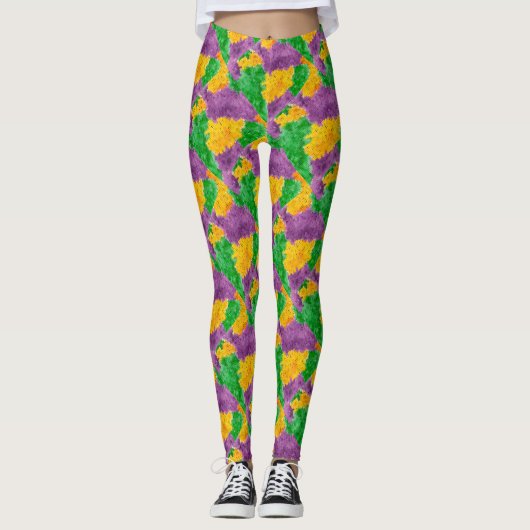 Karneval-Aquarell Pointillize Tarnung Leggings (Vorderseite)