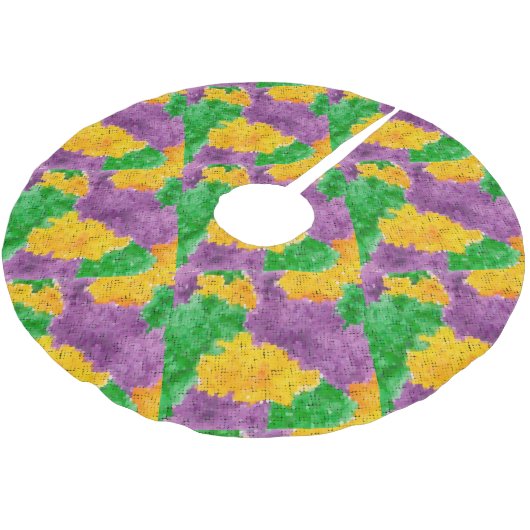 Karneval-Aquarell Pointillize Tarnung Polyester Weihnachtsbaumdecke (Schrägansicht)