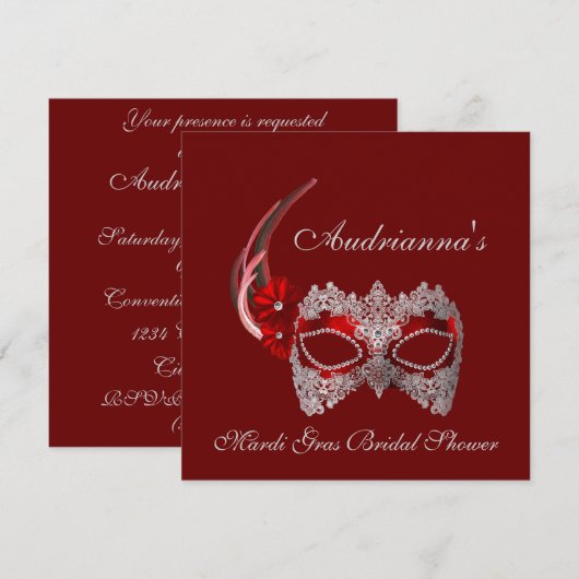 "Karneval-Brautparty " Einladung (Vorne/Hinten)