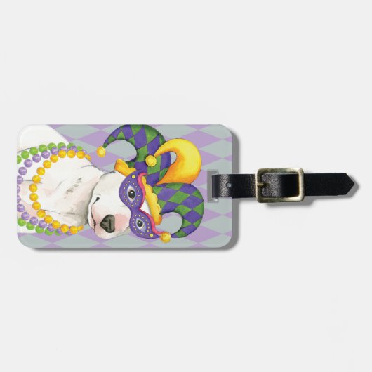 Karneval-Bullterrier Gepäckanhänger (Vorderseite horizontal)