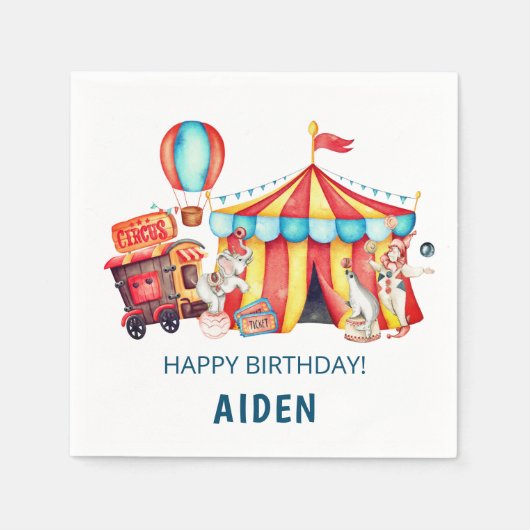 Karneval Circus Big Blue Geburtstag Serviette (Vorderseite)