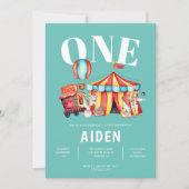 Karneval Circus Big Top Aqua Einladung (Vorderseite)