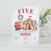 Karneval Circus Festival 5. Geburtstag Einladung (Stehend Vorderseite)