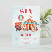 Karneval Circus Festival 6. Geburtstag Einladung (Stehend Vorderseite)