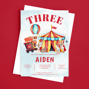 Karneval Circus Festival Kinder zum 3. Geburtstag Einladung