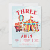 Karneval Circus Festival Kinder zum 3. Geburtstag Einladung (Vorderseite)