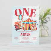 Karneval Circus Festival Kinderfest 1. Geburtstag Einladung (Stehend Vorderseite)