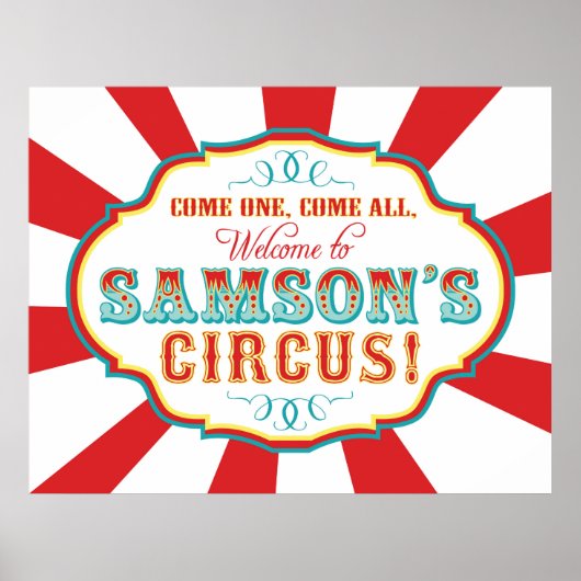 Karneval Circus Geburtstagsbanner Samson CUSTOM Poster (Vorne)