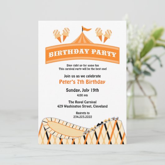 Karneval Circus Geburtstagsparty Einladung (Stehend Vorderseite)