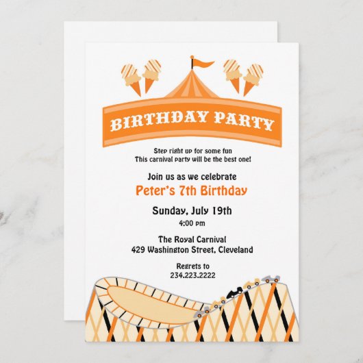 Karneval Circus Geburtstagsparty Einladung (Vorne/Hinten)