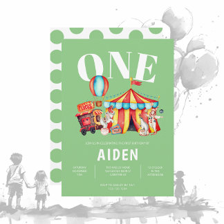 Karneval Circus Große Grüne 1. Geburtstag Einladung