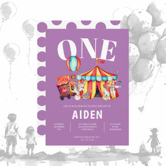 Karneval Circus Große Lila 1. Geburtstag Einladung