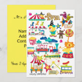 Karneval Circus Happy Geburtstag Einladung (Vorne/Hinten)