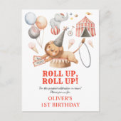 Karneval Circus Kinder 1. Geburtstag Party Einladu Postkarte (Vorderseite)