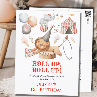 Karneval Circus Kinder 1. Geburtstag Party Einladu Postkarte